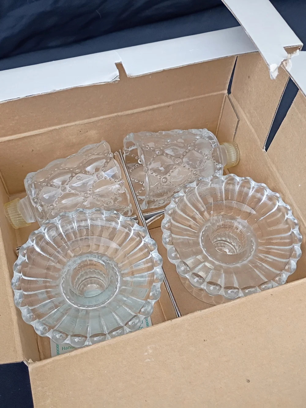PartyLite Quilted Crystal Votive Candle Holder Pair In Original Box - Picture 4 of 4